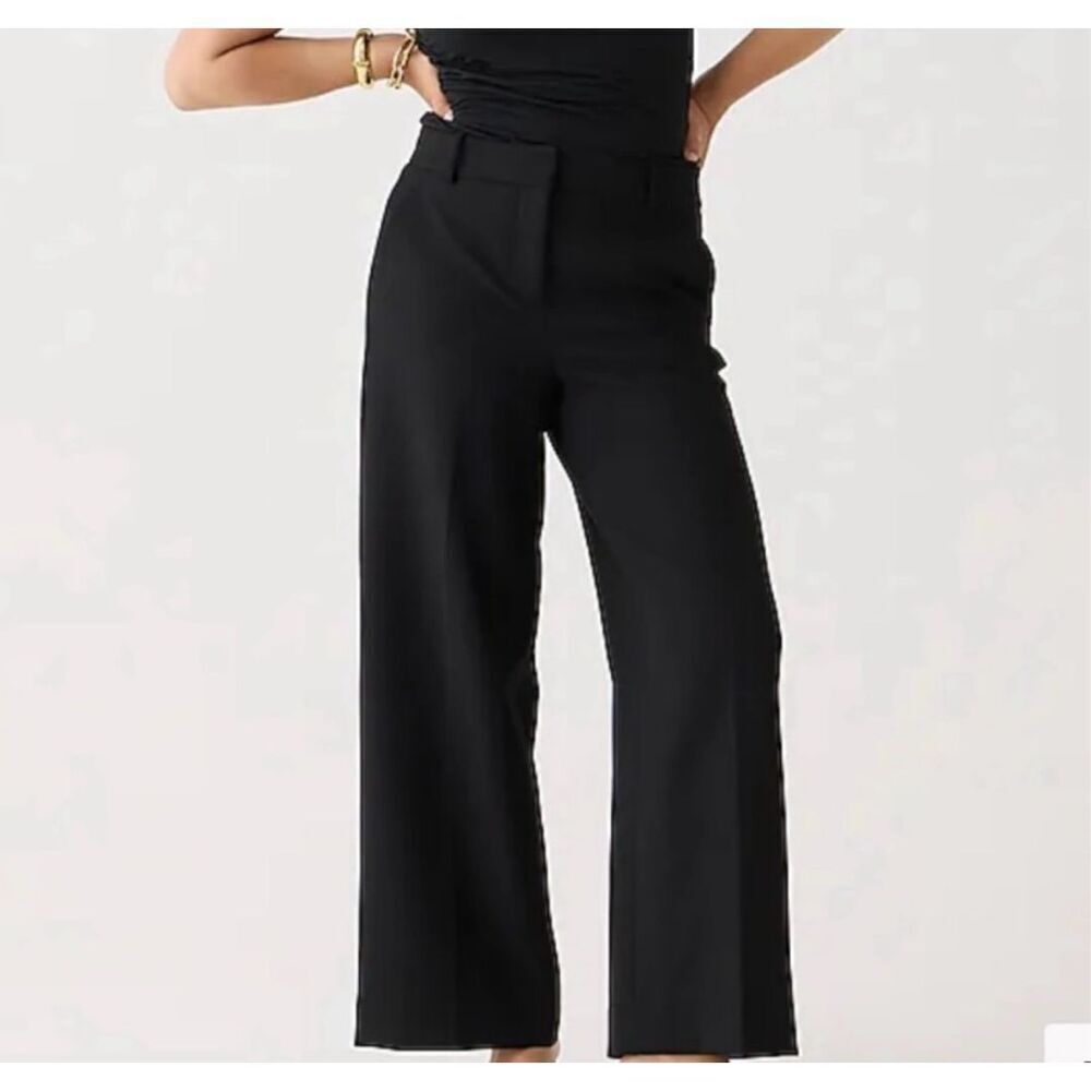 J. Crew Sydney Wide Leg Black Pant in Four Season Stretch Women's size 8